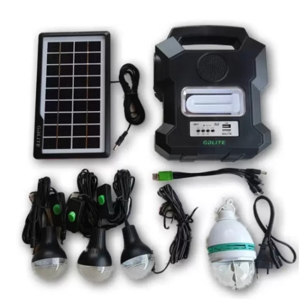 Kit solar portabil, usb, bluetooth, radio fm, mp3, 4 becuri incluse