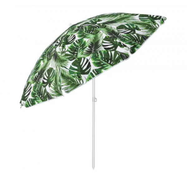 Umbrela pentru plaja, frunze tropicale, verde, 2m